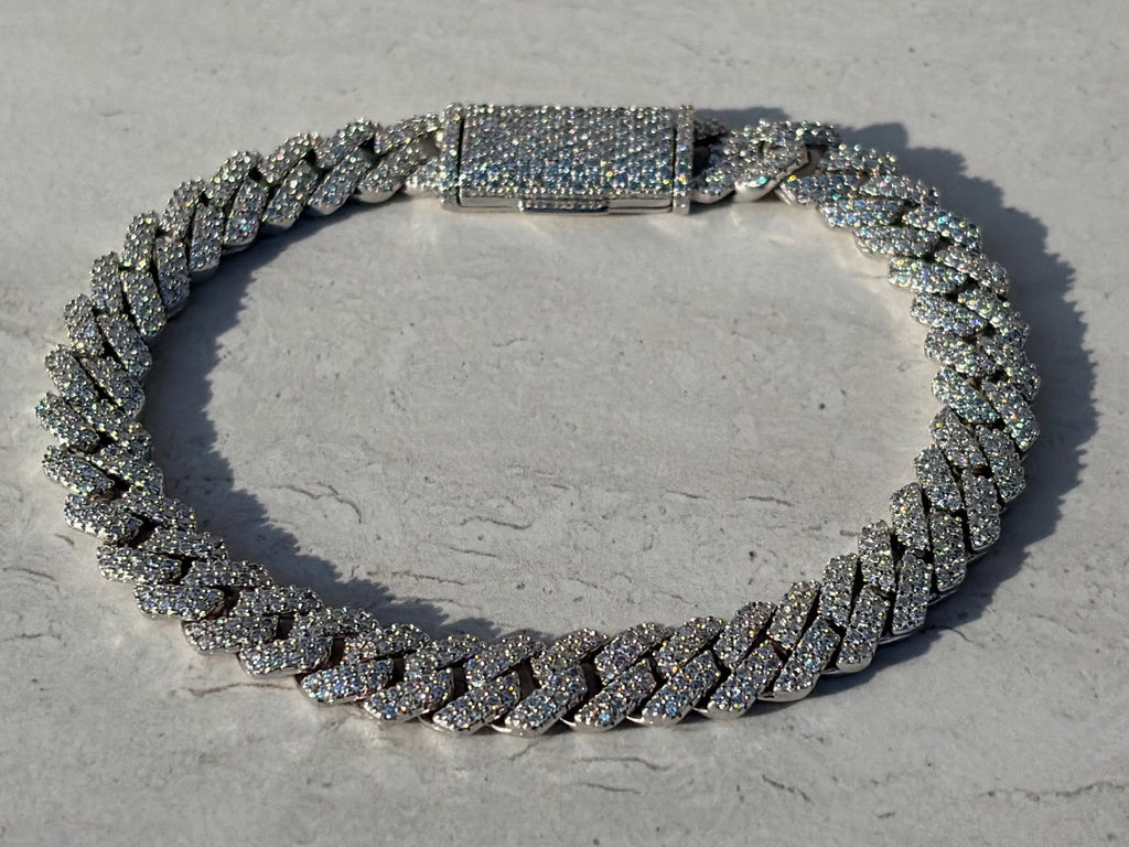 8mm Diamond-Cut Moissanite Cuban Link in 925 Sterling Silver