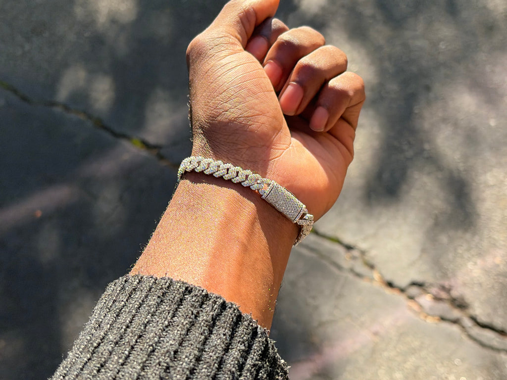 8mm Diamond-Cut Moissanite Cuban Link in 925 Sterling Silver